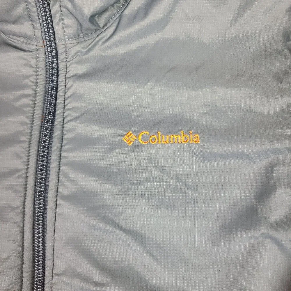 Columbia Fleece Jacket Boys Large Orange Gray Full‎ Zip Softshell Youth Casual